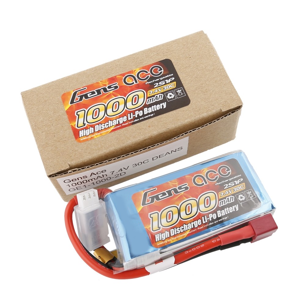 Gens ace Batterie LiPo 2S 7.4V 1000mah 30C(Deans)