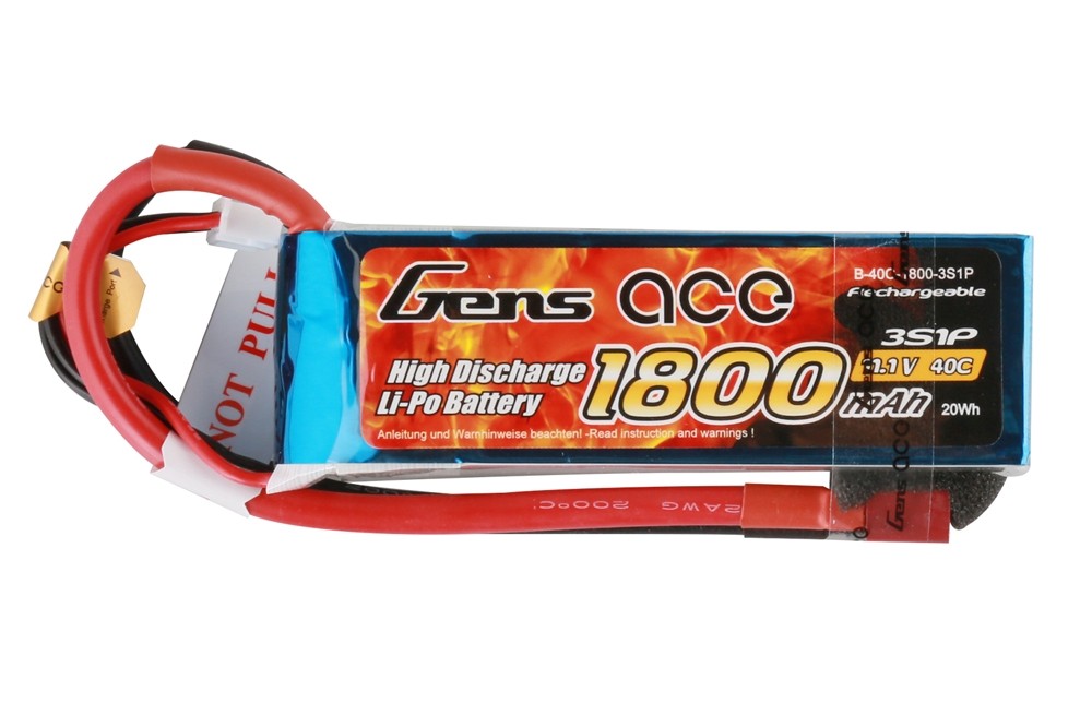 Gens ace Batterie LiPo 3S 11.1V-1800-40C(Deans) 97x32x26mm 150g